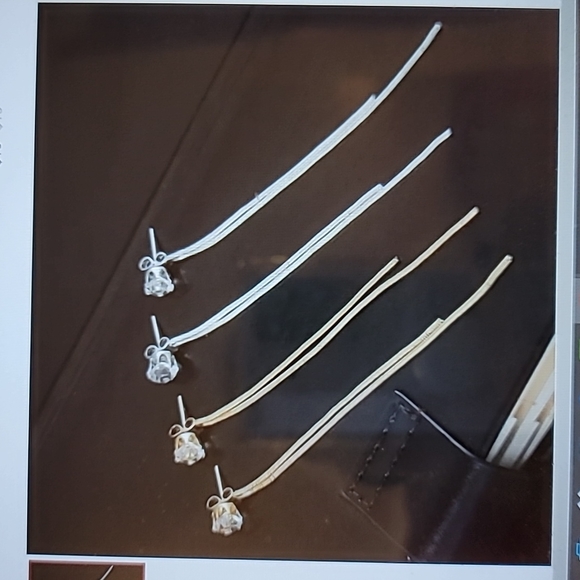 Zircon Long Tassel Earrings - Picture 2 of 3